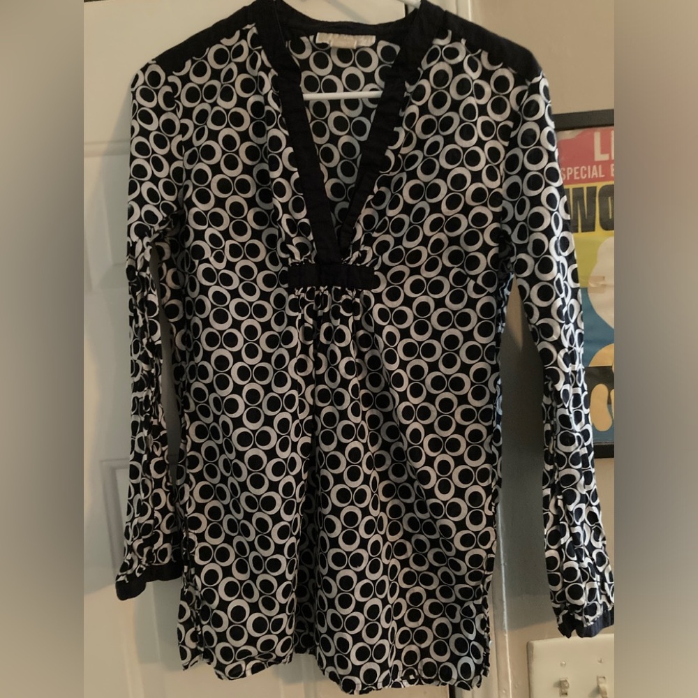 Michael Kors Pullover Top, Medium, Thin Cotton, Navy and White
